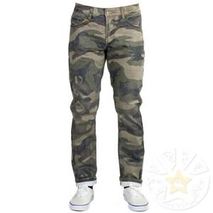 Bulletprufe Guerrilla Jeans Men's 34 x 30.5 Faded Green Camo Skate Denim $128
